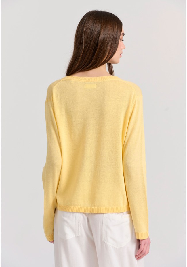 Γυναικεία linen blend lightweight πλεκτή μπλούζα