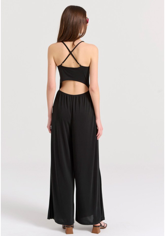 Wide leg fit ολόσωμη φόρμα με πλαϊνά ανοίγματα