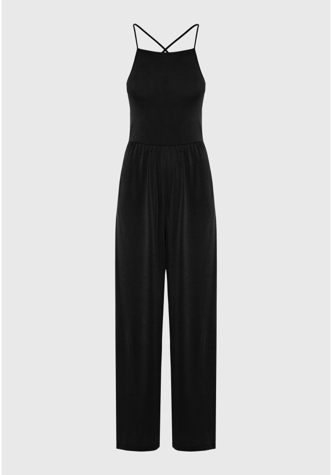 Wide leg fit ολόσωμη φόρμα με πλαϊνά ανοίγματα