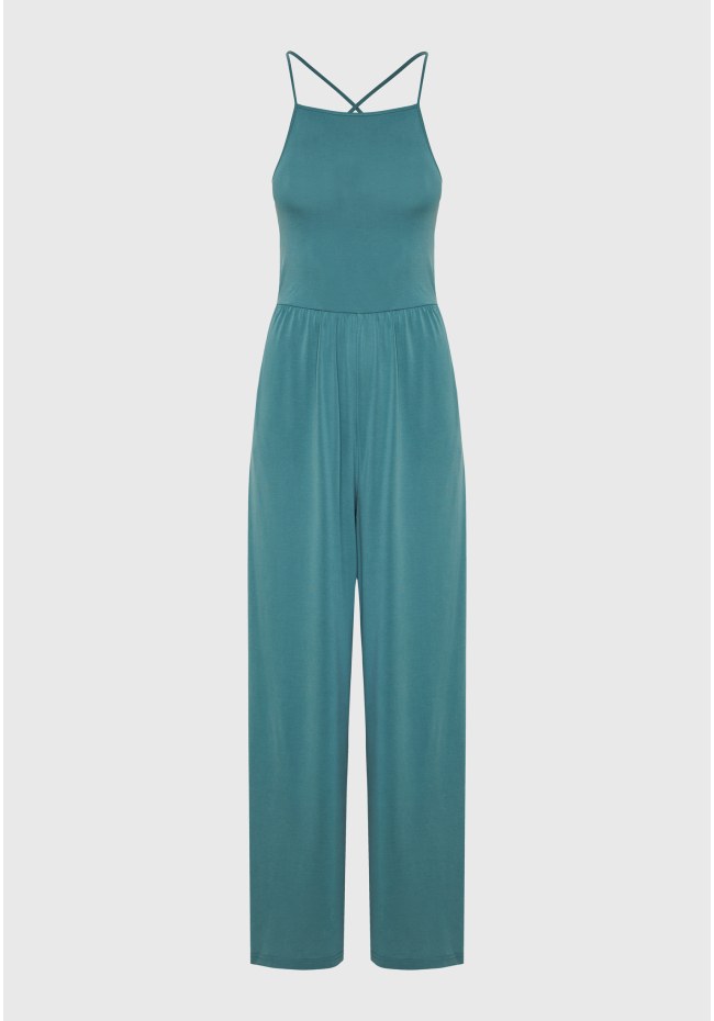 Wide leg fit ολόσωμη φόρμα με πλαϊνά ανοίγματα