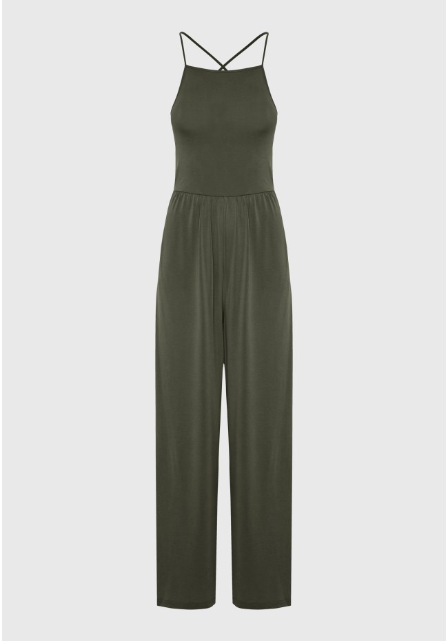 Wide leg fit ολόσωμη φόρμα με πλαϊνά ανοίγματα