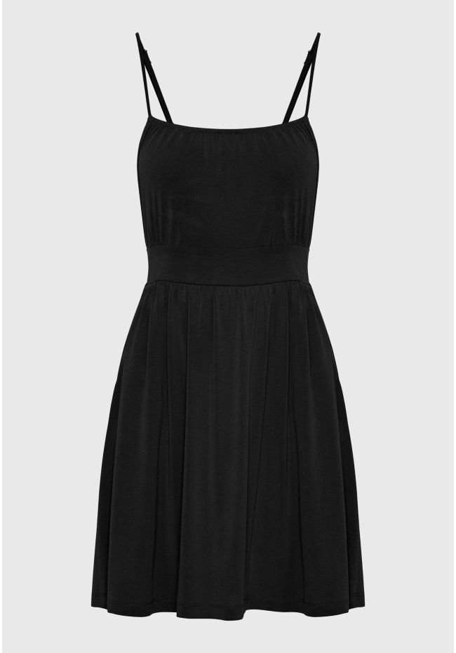 Mini dress with elastic waistband