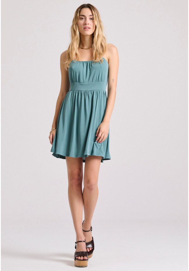 Mini dress with elastic waistband