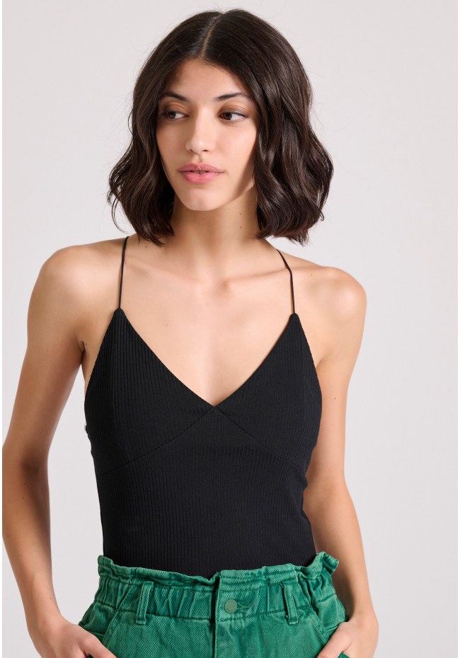 Κορμάκι σε rib ύφανση με ανοιχτή πλάτη