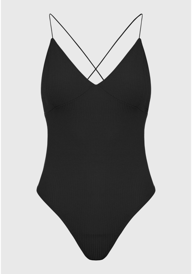 Κορμάκι σε rib ύφανση με ανοιχτή πλάτη