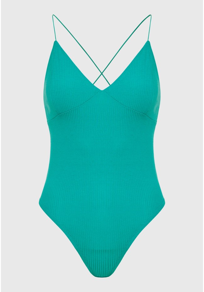 Κορμάκι σε rib ύφανση με ανοιχτή πλάτη