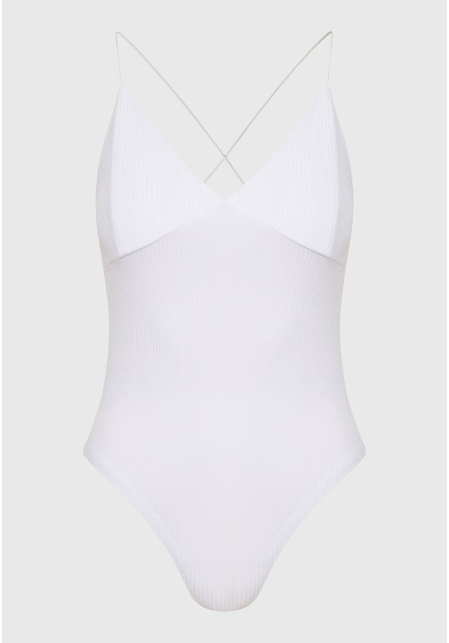 Κορμάκι σε rib ύφανση με ανοιχτή πλάτη