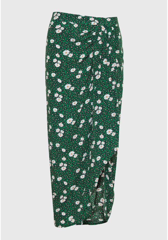 All over printed midi wrapped skirt