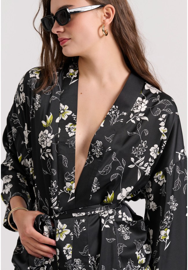 Loose fit κοντό εμπριμέ kimono