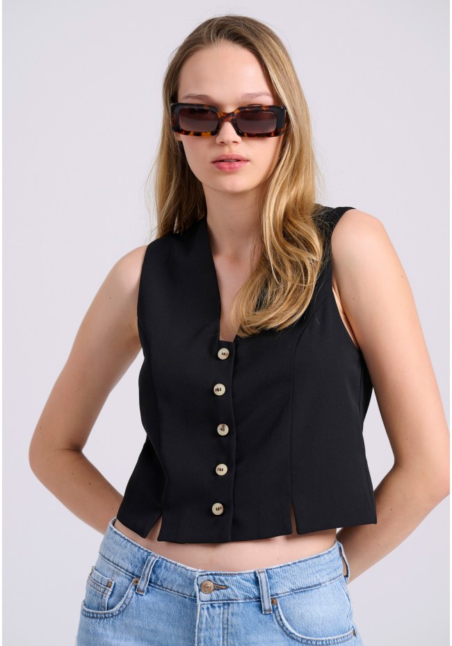 Γυναικείο cropped γιλέκο