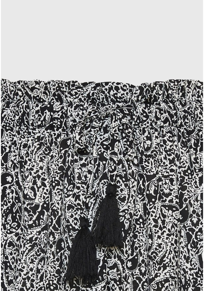 Loose fit εμπριμέ σορτς με βολάν