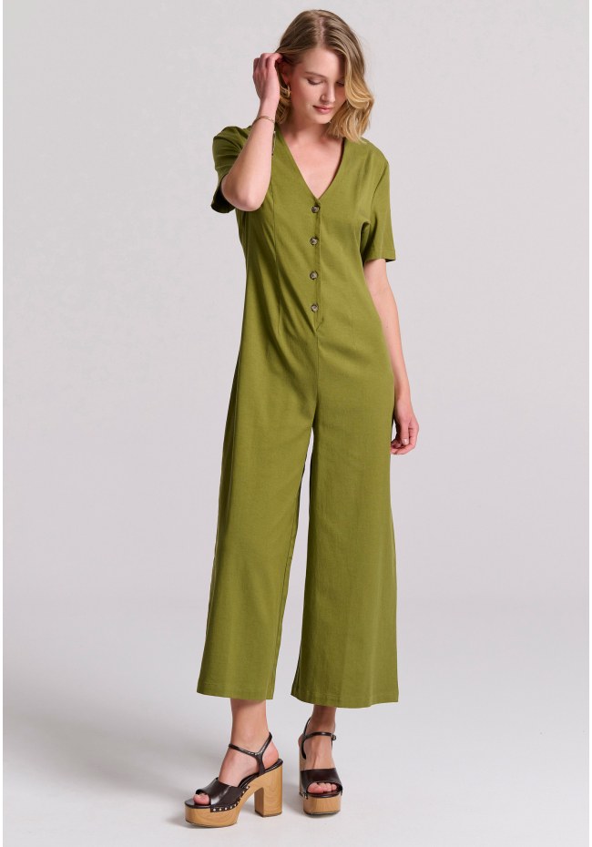 Wide leg fit lyocell jumpsuit