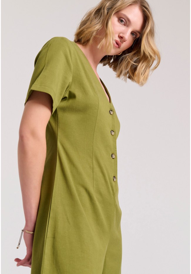 Wide leg fit lyocell jumpsuit