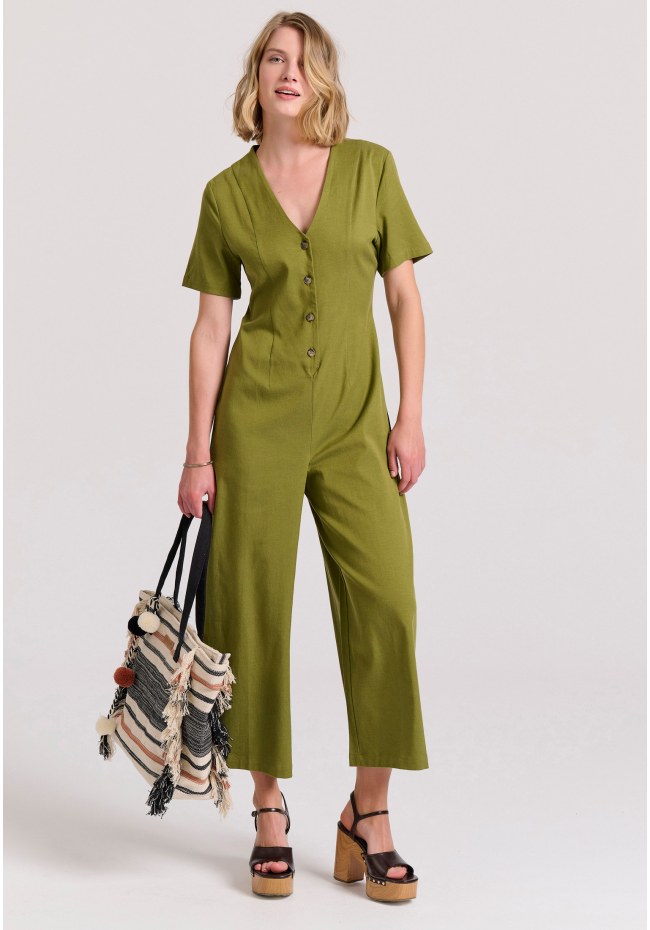 Wide leg fit lyocell jumpsuit