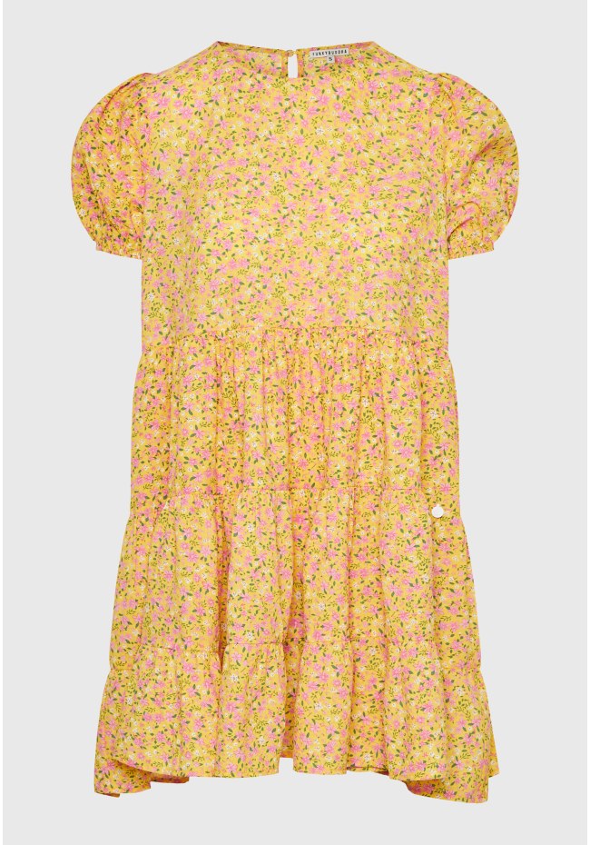 Loose fit μίνι girly floral φόρεμα με βολάν