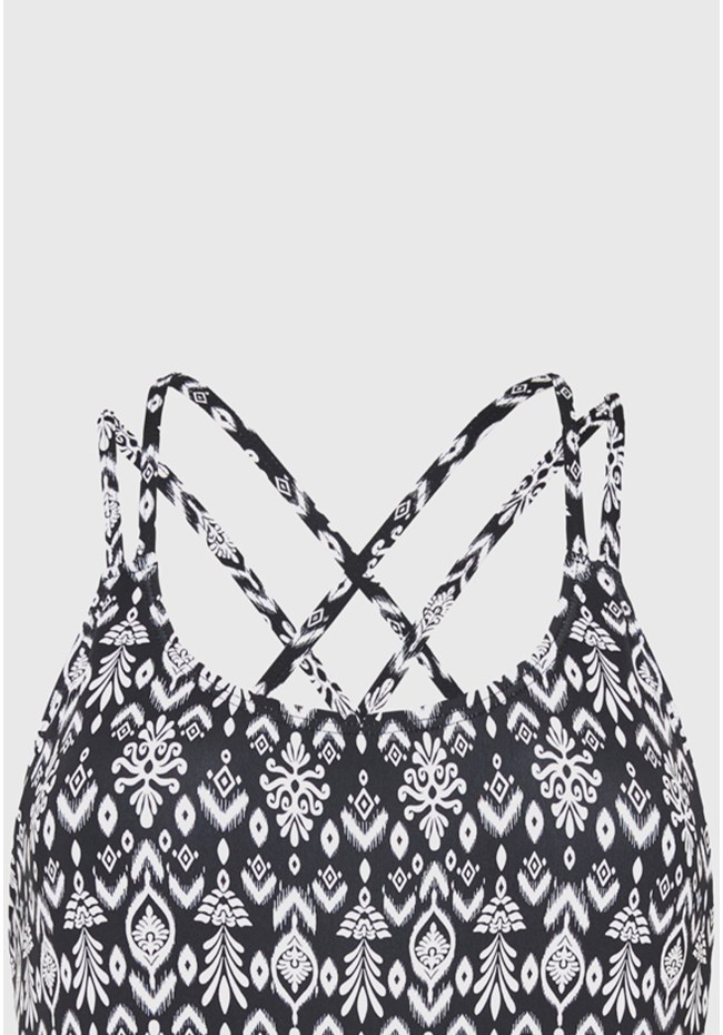 Εμπριμέ ολόσωμο μαγιό με ανοιχτή πλάτη