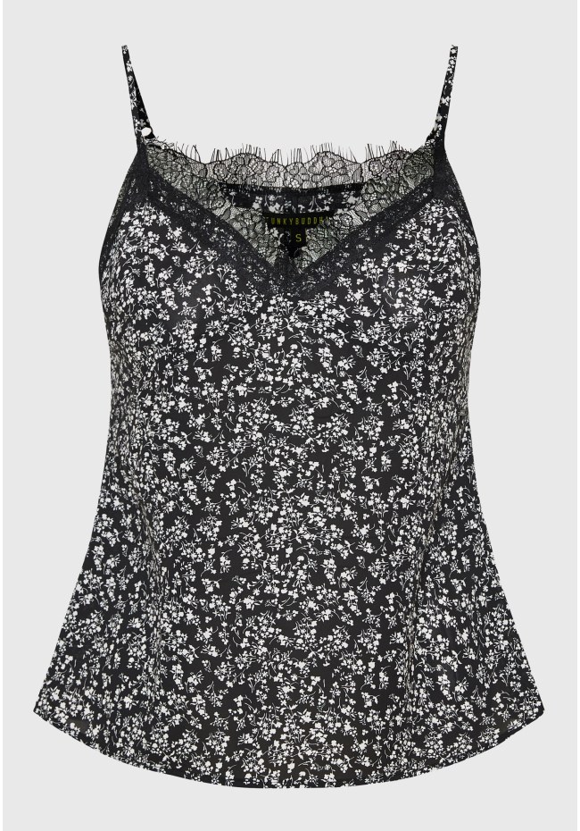 Εμπριμέ τοπ με λεπτομέρειες δανδέλας