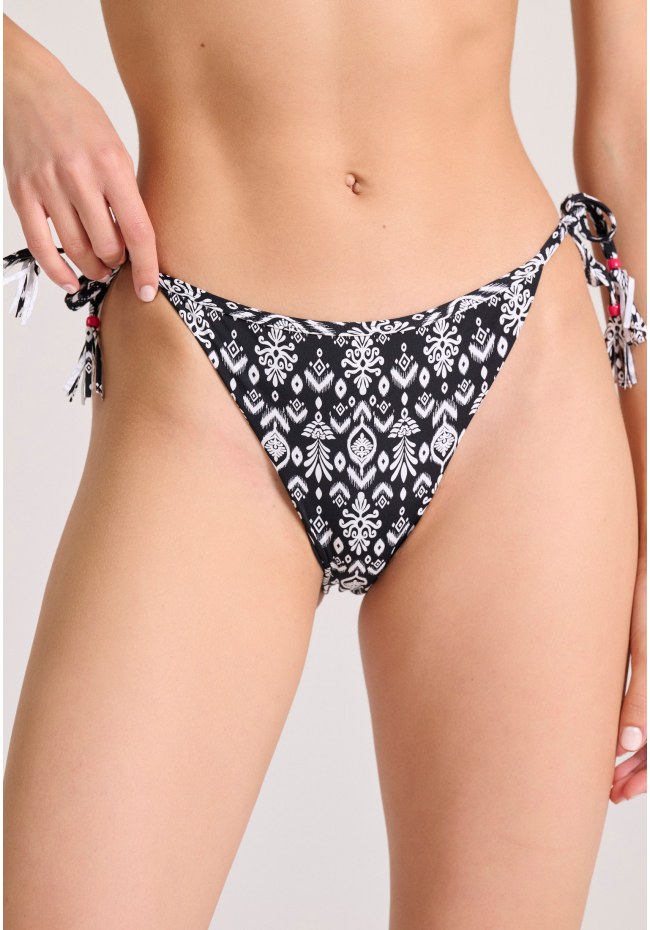 All over printed bikini bottom with side tie