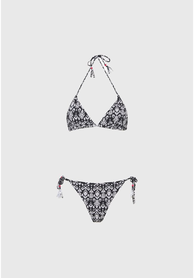 All over printed bikini bottom with side tie