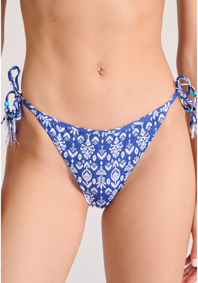 Εμπριμέ μπικίνι σλιπ με πλαϊνό δέσιμο