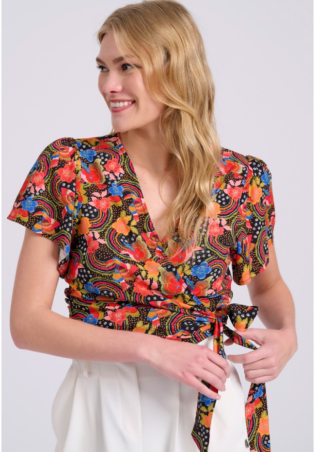 Wrapped top with print in boho look