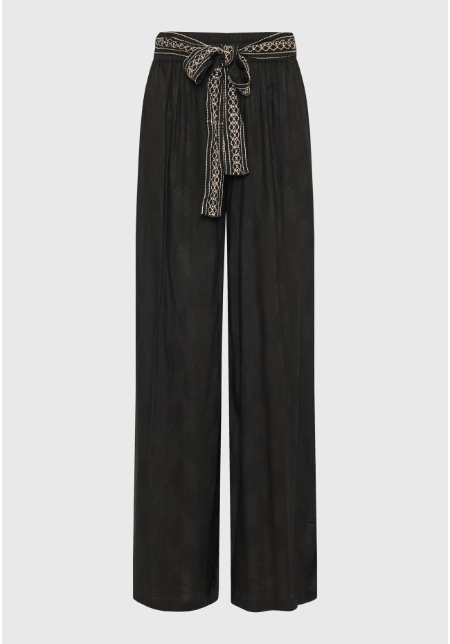 Wide leg fit παντελόνα σε ζακάρ ύφανση