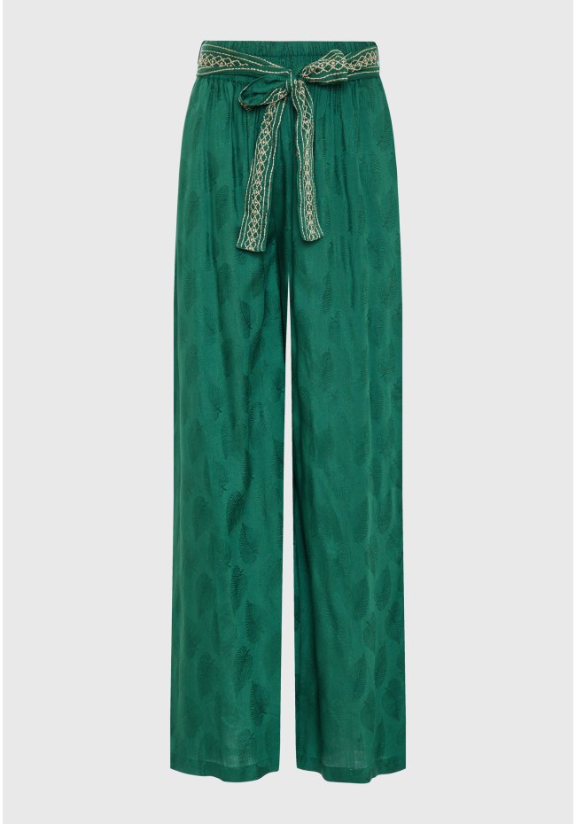 Wide leg fit παντελόνα σε ζακάρ ύφανση