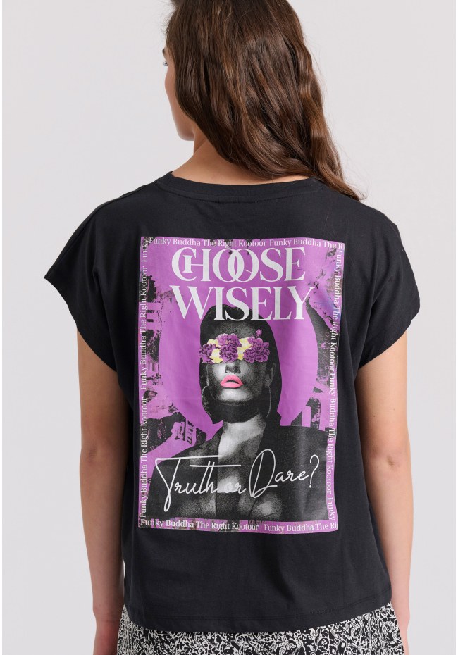 Γυναικείο t-shirt με pop art τύπωμα στην πλάτη