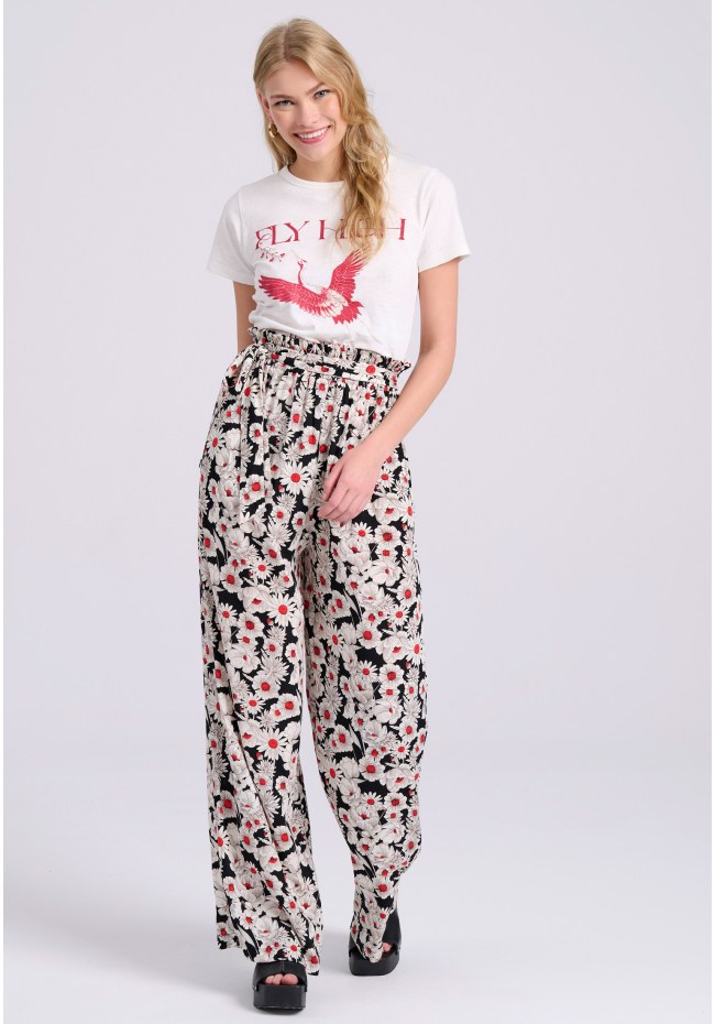 Wide leg εμπριμέ παντελόνα σε boho look