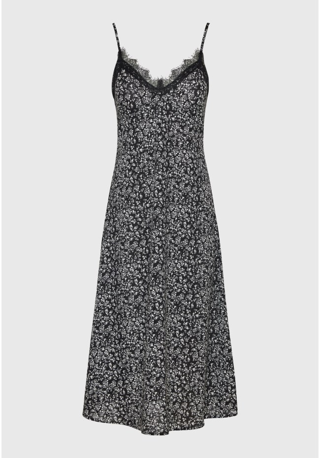 All over printed midi dress with laces details