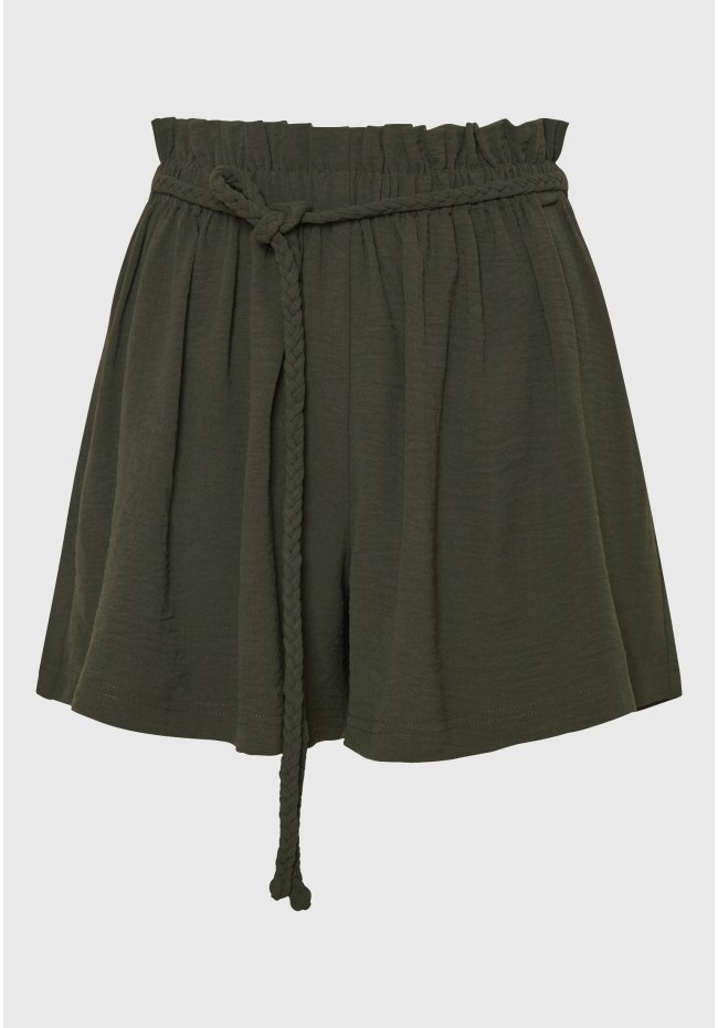 Loose fit σορτς με κορδόνι και βολάν στη μέση