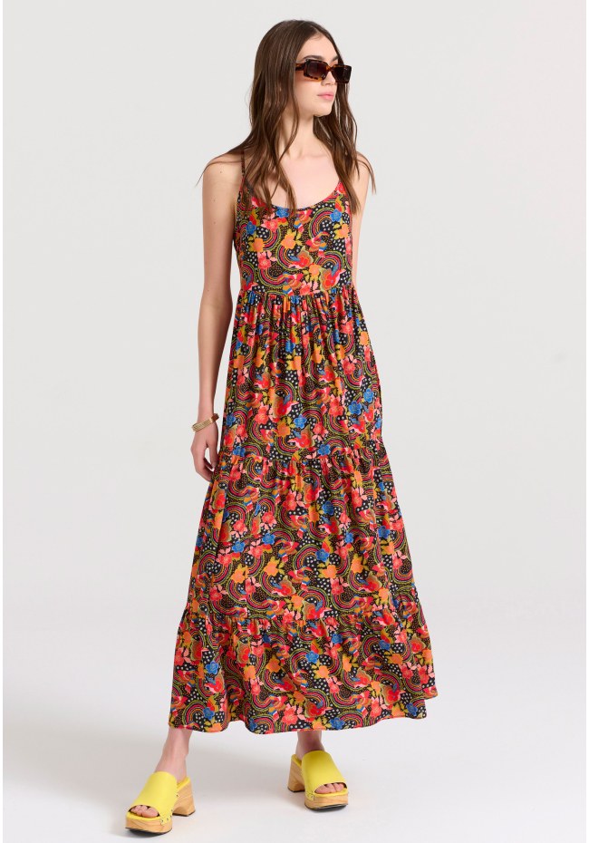 Loose fit εμπριμέ μάξι boho φόρεμα