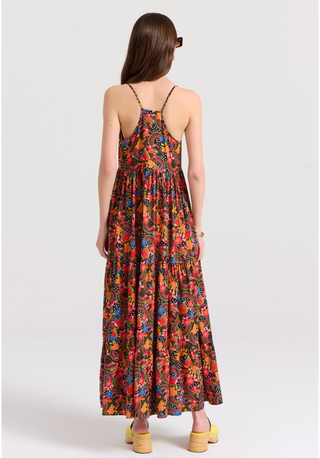 Loose fit εμπριμέ μάξι boho φόρεμα