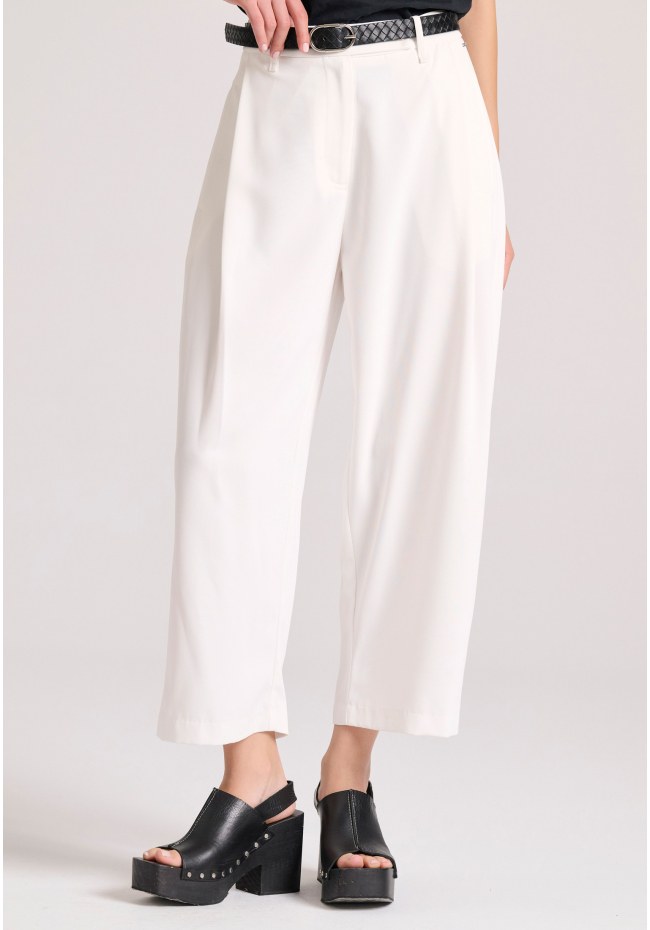 Loose fit cropped παντελόνι με μονή πιέτα