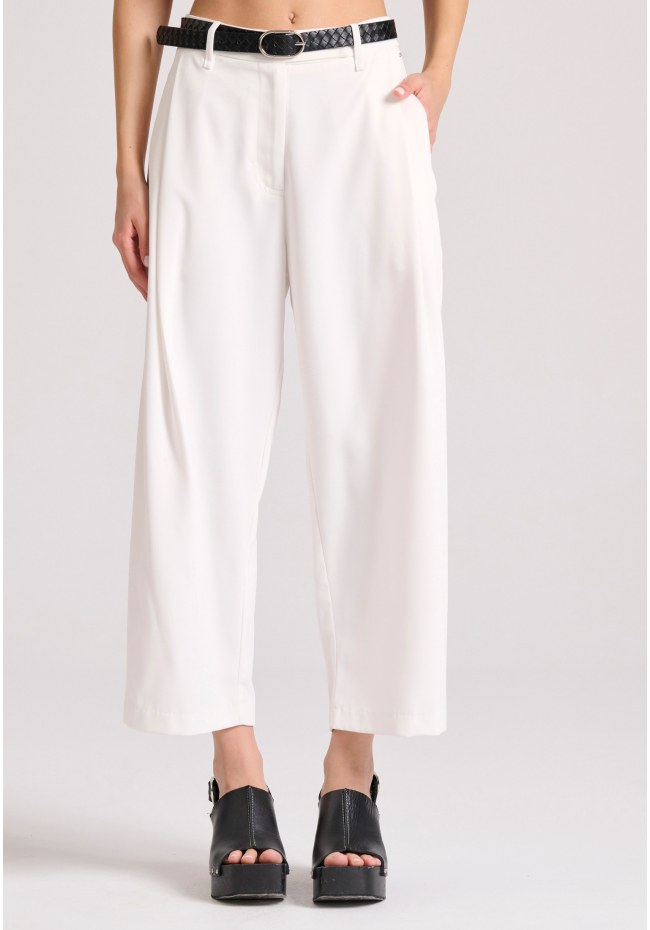 Loose fit cropped παντελόνι με μονή πιέτα