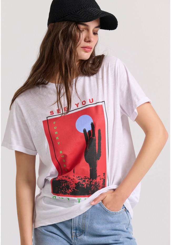 Γυναικείο t-shirt με desert artwork τύπωμα