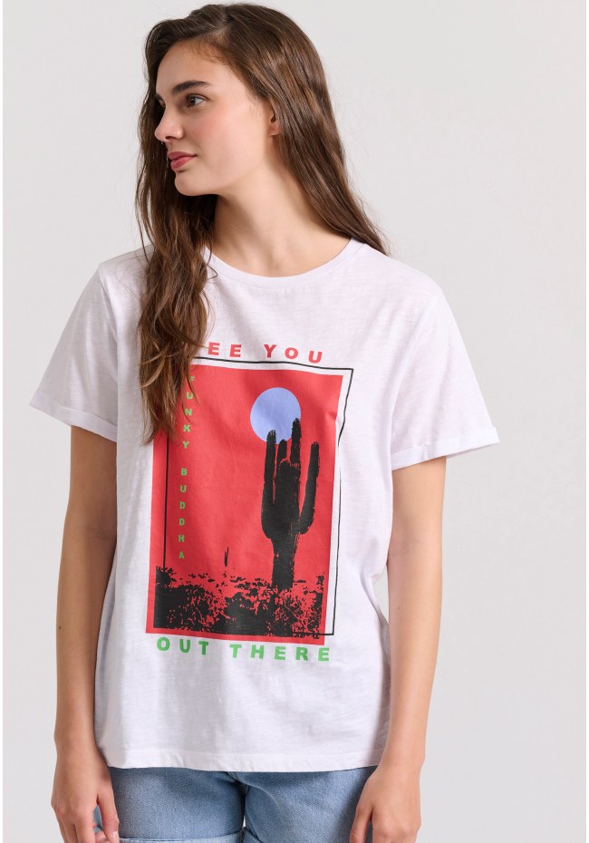 Γυναικείο t-shirt με desert artwork τύπωμα