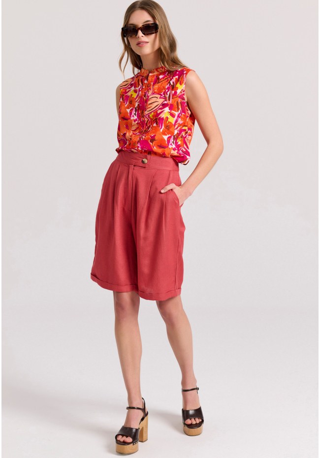 Αμάνικο πουκάμισο με exotic τύπωμα από βισκόζη