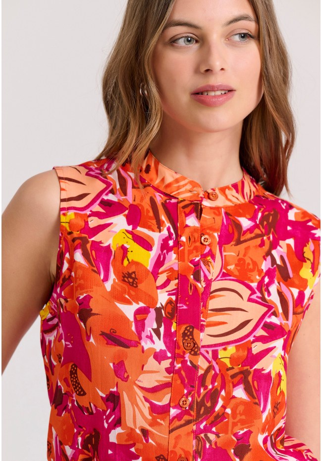 Αμάνικο πουκάμισο με exotic τύπωμα από βισκόζη