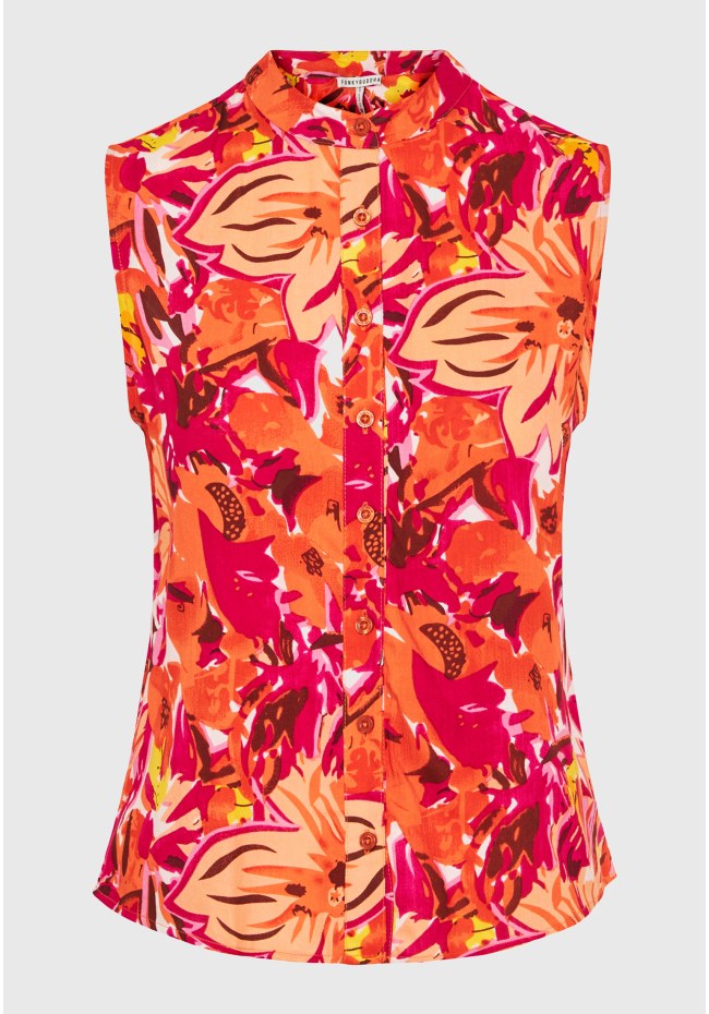 Αμάνικο πουκάμισο με exotic τύπωμα από βισκόζη