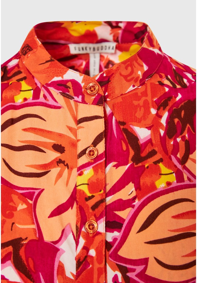 Αμάνικο πουκάμισο με exotic τύπωμα από βισκόζη