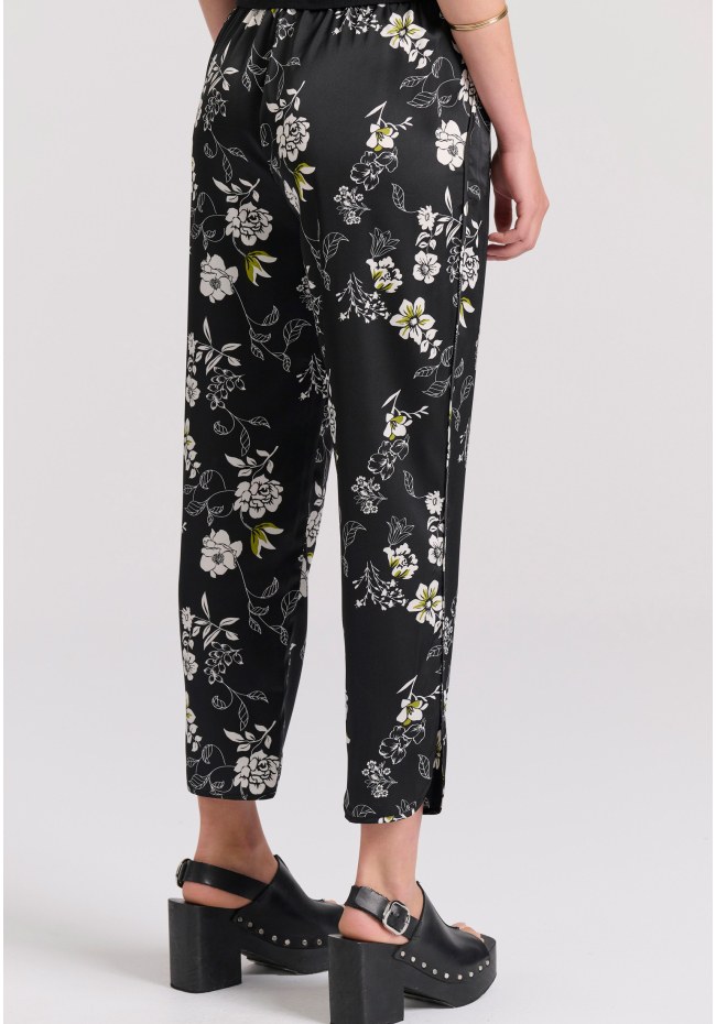 Εμπριμέ cropped casual παντελόνι