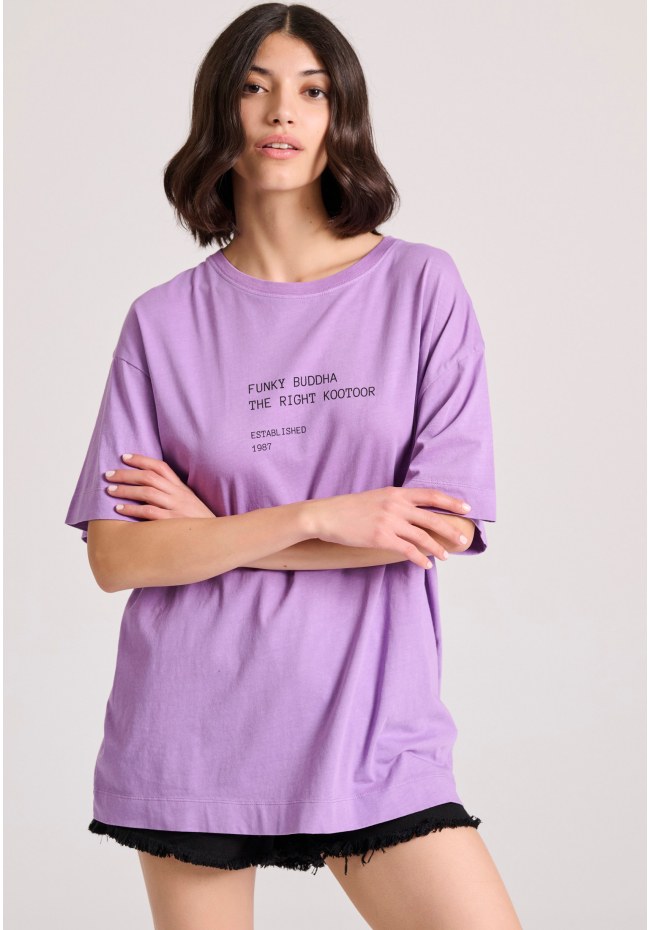 Loose fit t-shirt με text artwork τύπωμα στην πλάτη