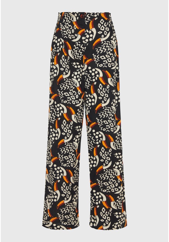 Wide leg παντελόνα με exotic τύπωμα