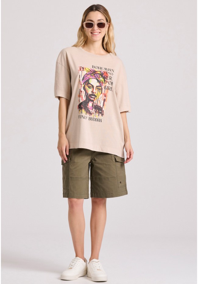 Loose fit t-shirt with bohemian print