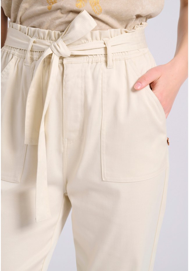 Lyocell blend cropped παντελόνι με ζώνη