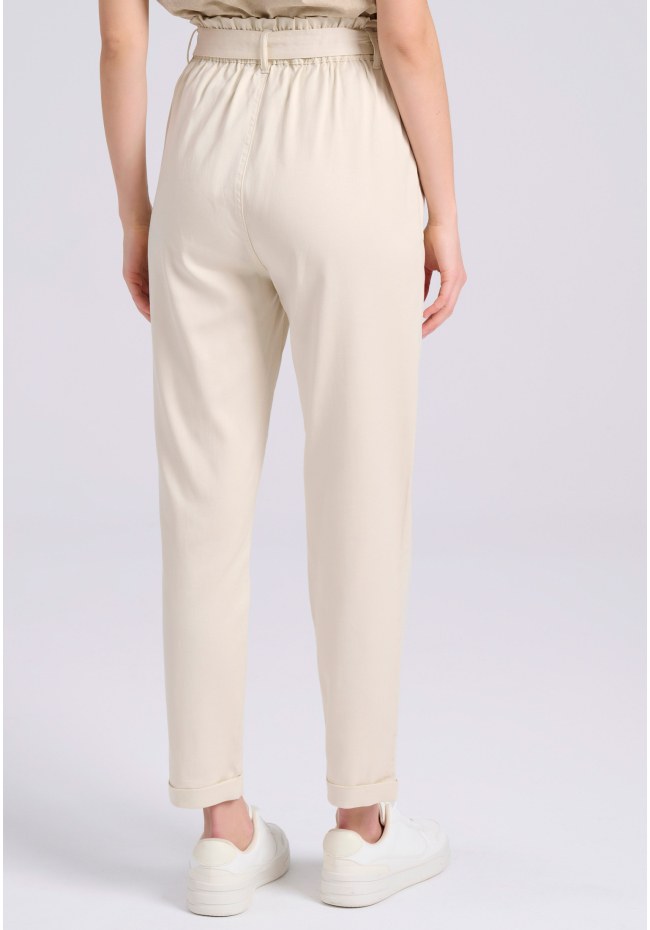 Lyocell blend cropped παντελόνι με ζώνη