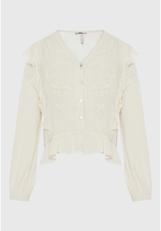 Μακρυμάνικη μπλούζα με βολάν