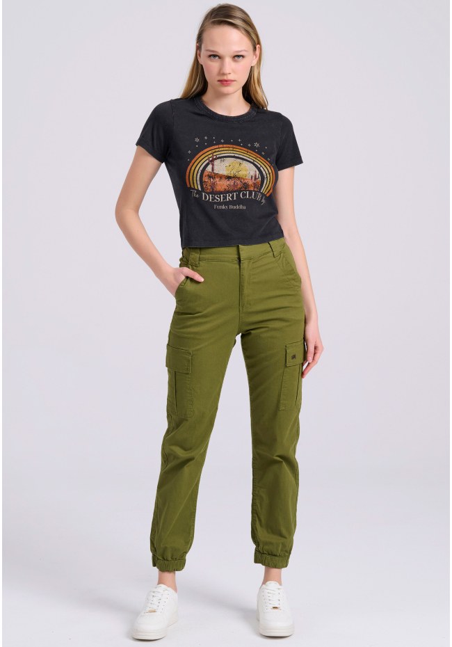 Garment dyed t-shirt with desert print