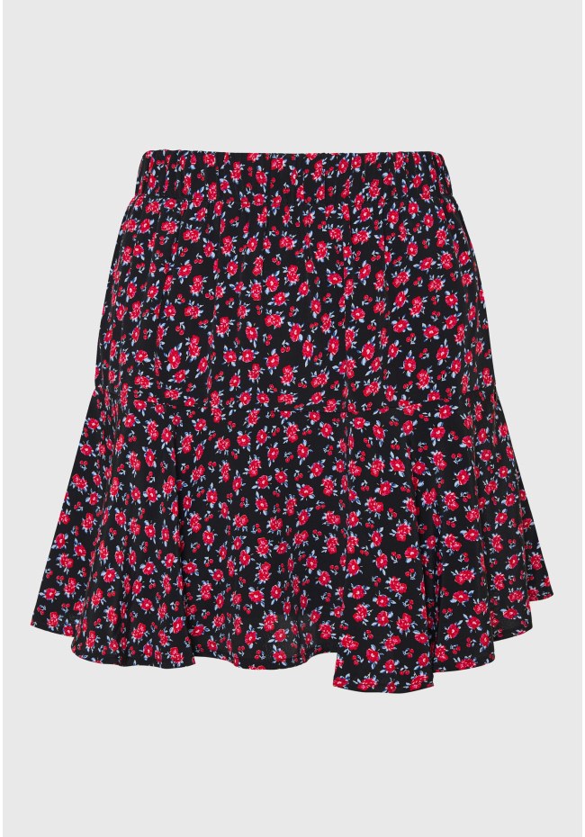 All over printed mini skirt with ruffles